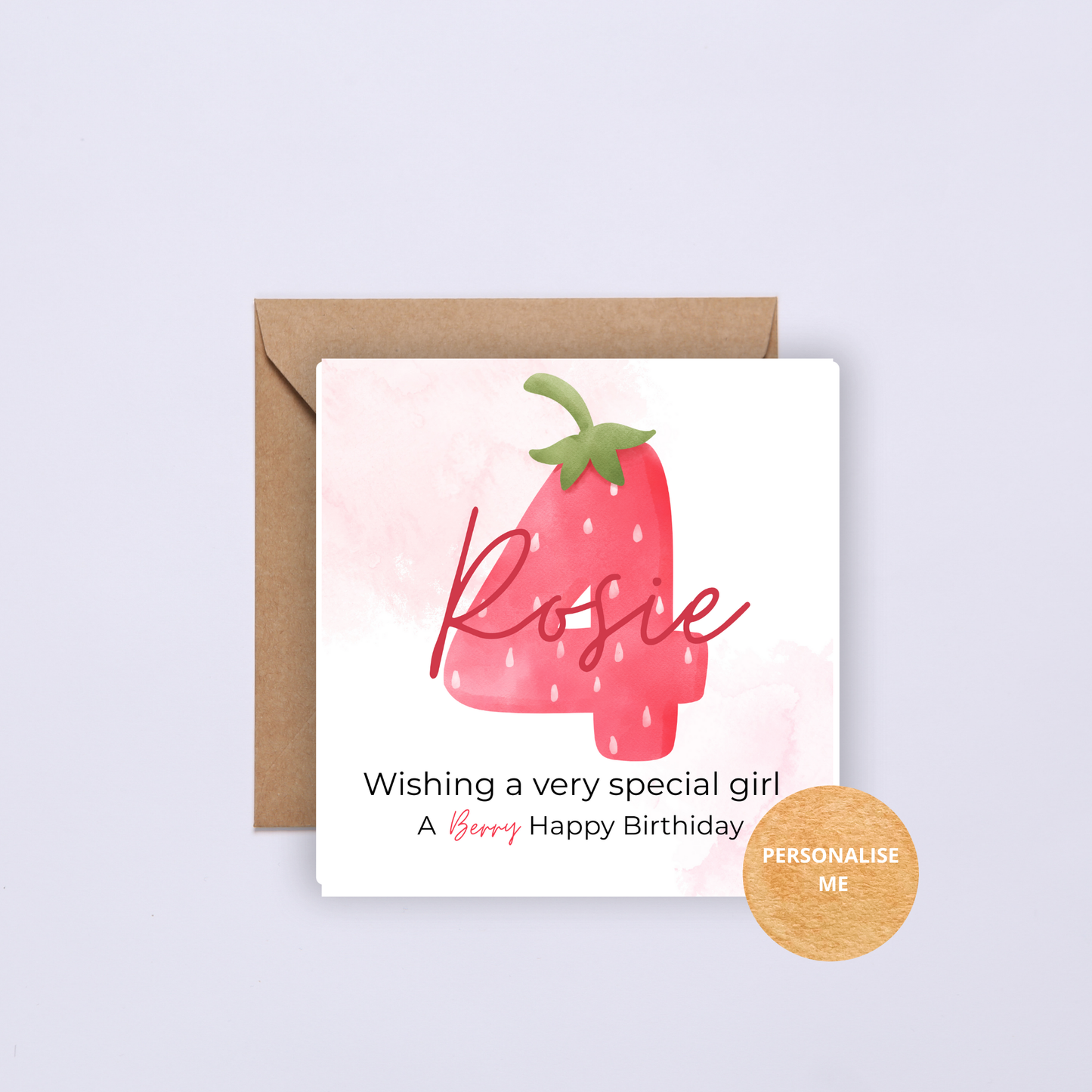 Personalised Birthday Card with Envelope. Customise the age.