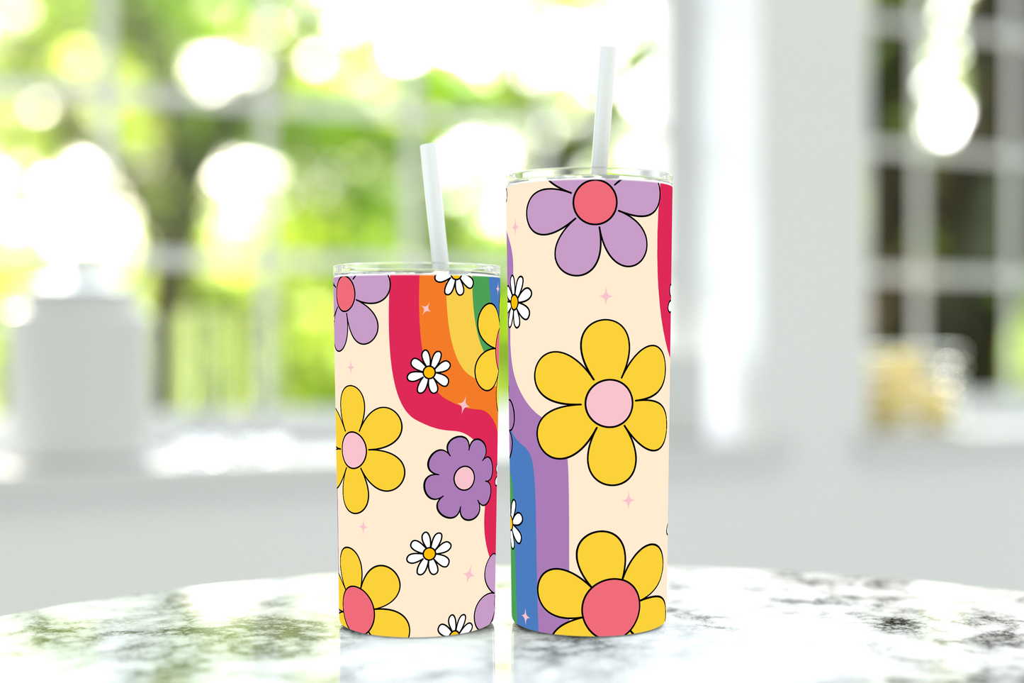Tumbler - Retro Flowers
