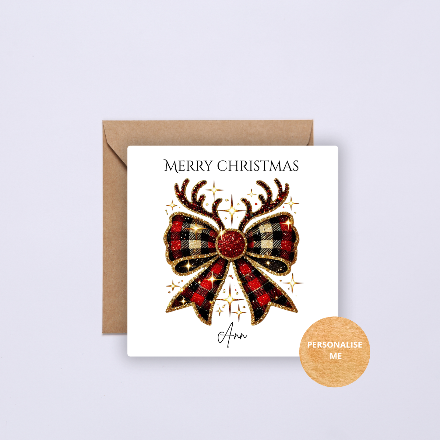 Christmas Card - Bow, Antlers
