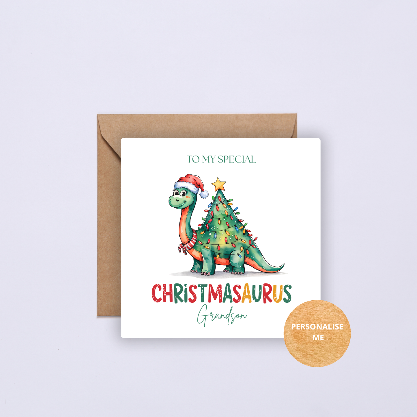 Personalised Christmas Card - Dino