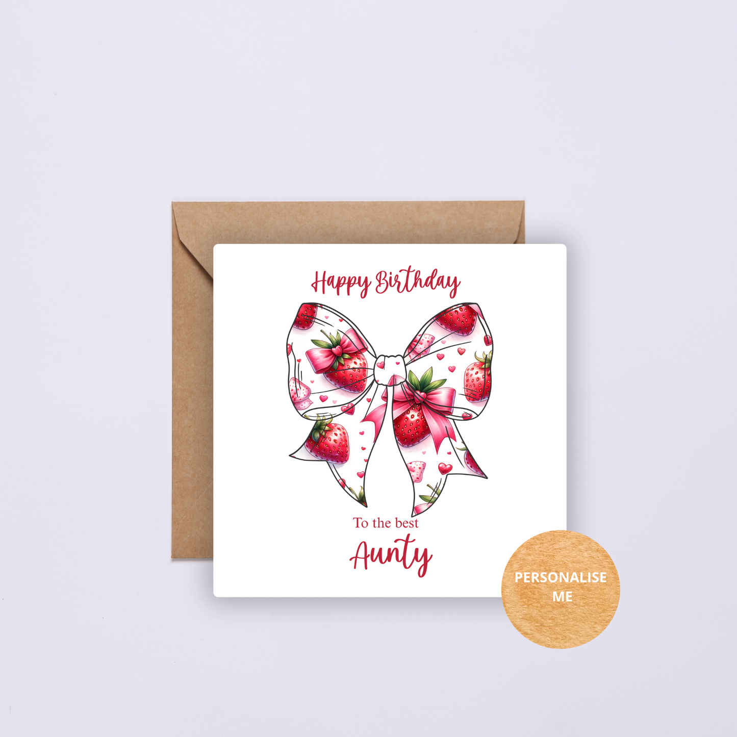 Personalised Birthday Card - Strawberry Bow