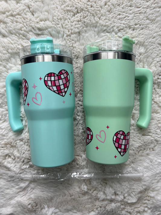Tumbler with Handle - Heart Disco