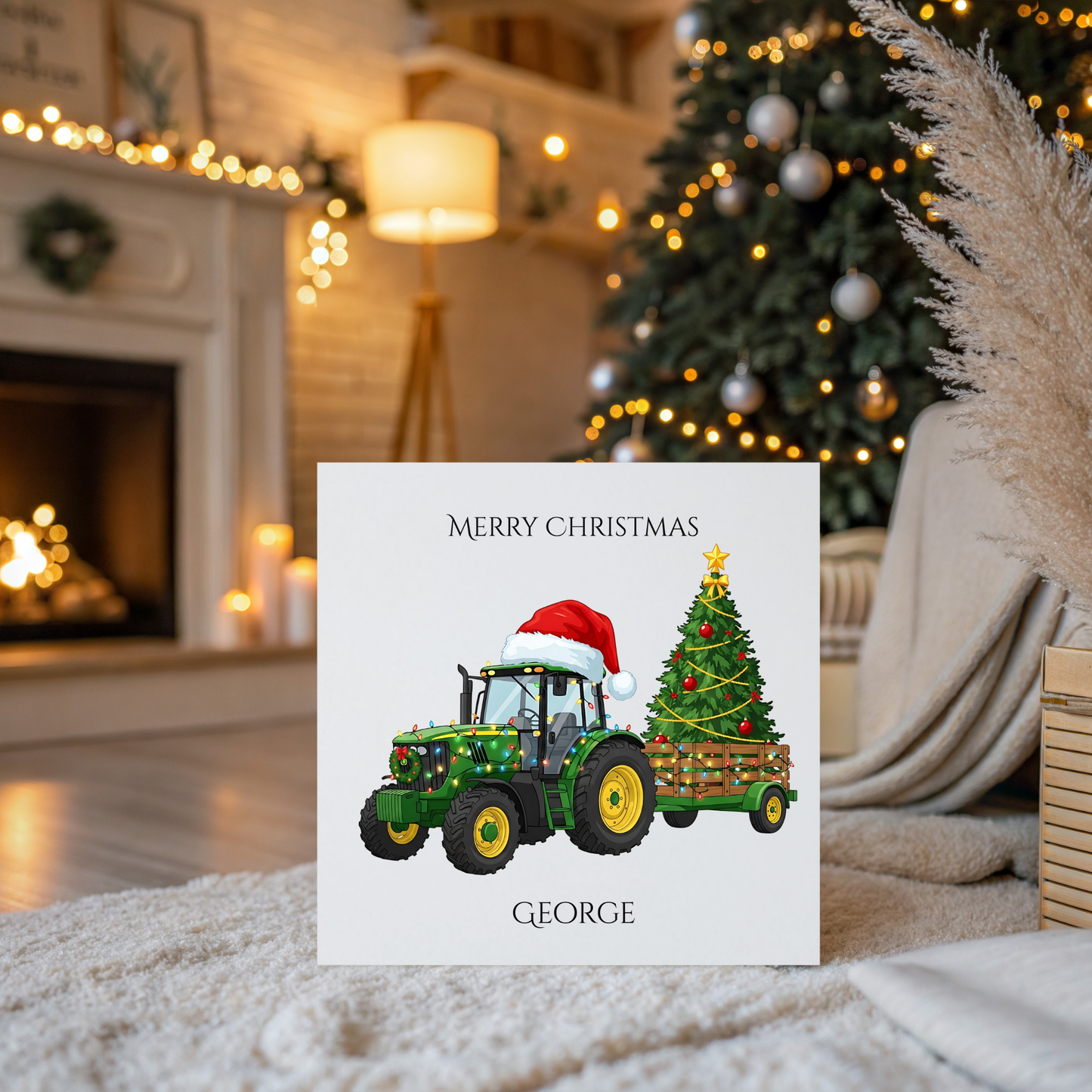 Personalised Christmas Card - Tractor