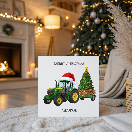 Personalised Christmas Card - Tractor
