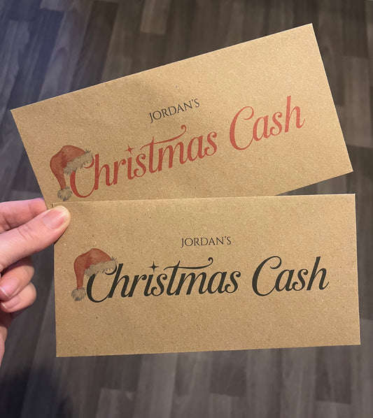Personalised Christmas Cash Envelopes.